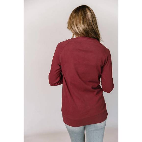 NEW AMPERSAND AVE classic pullover in cranberry - Picture 2 of 2